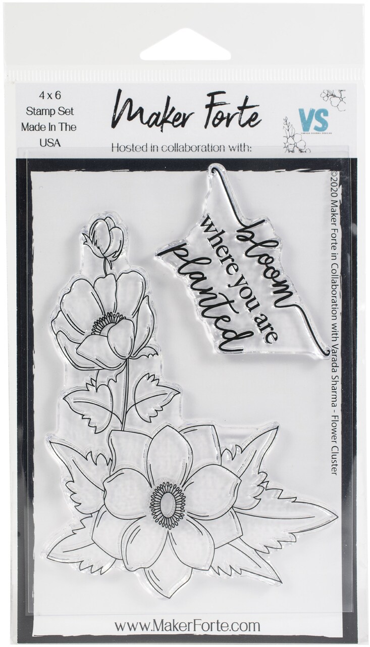 Maker Forte Clear Stamps By Varada Sharma Designs 4"X6"-Flower Cluster